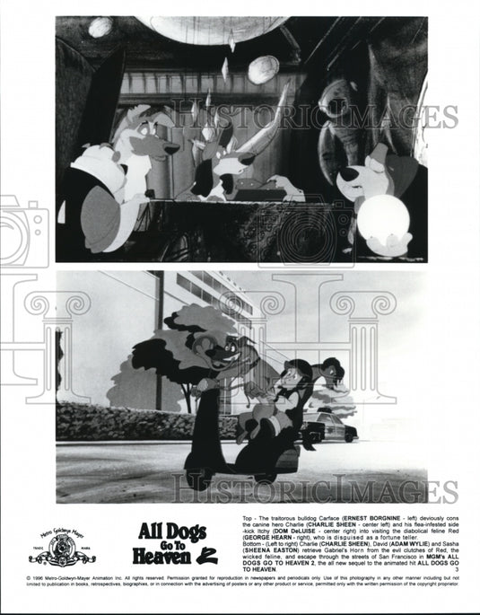 1996 Press Photo Ernest Borgnine, Charlie Sheen, Dom DeLuise, George Hearn - Historic Images