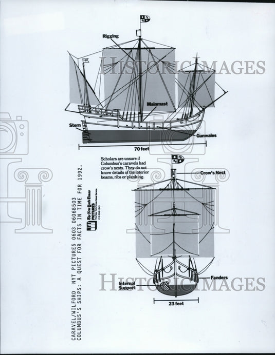 1985 Press Photo Nina, Pintae Santa Maria Ship - cvb27221 - Historic Images