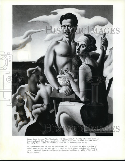 1922 Press Photo Thomas Hart Benton's "Self-Portrait with Rita, 1922."-Historic Images