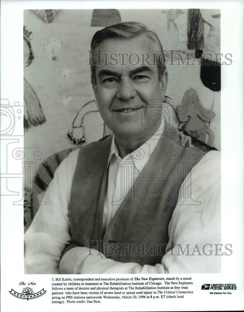 1996 Press Photo: Bill Kurtis executive producer of &quot;The New Explorers&quot; - Historic Images