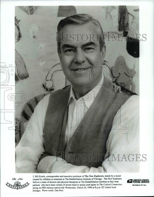 1996 Press Photo: Bill Kurtis executive producer of "The New Explorers" - Historic Images