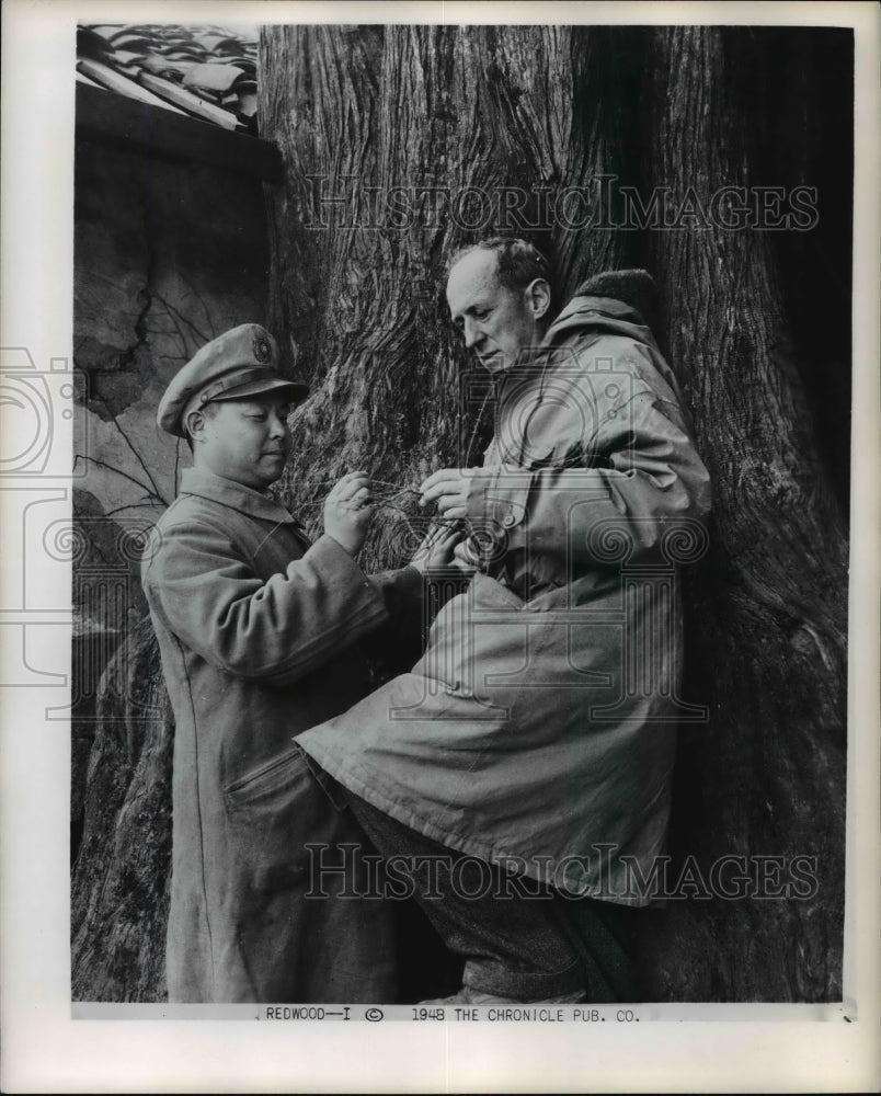 1948 Press Photo Two men and the Redwood tree - cvb27668 - Historic Images