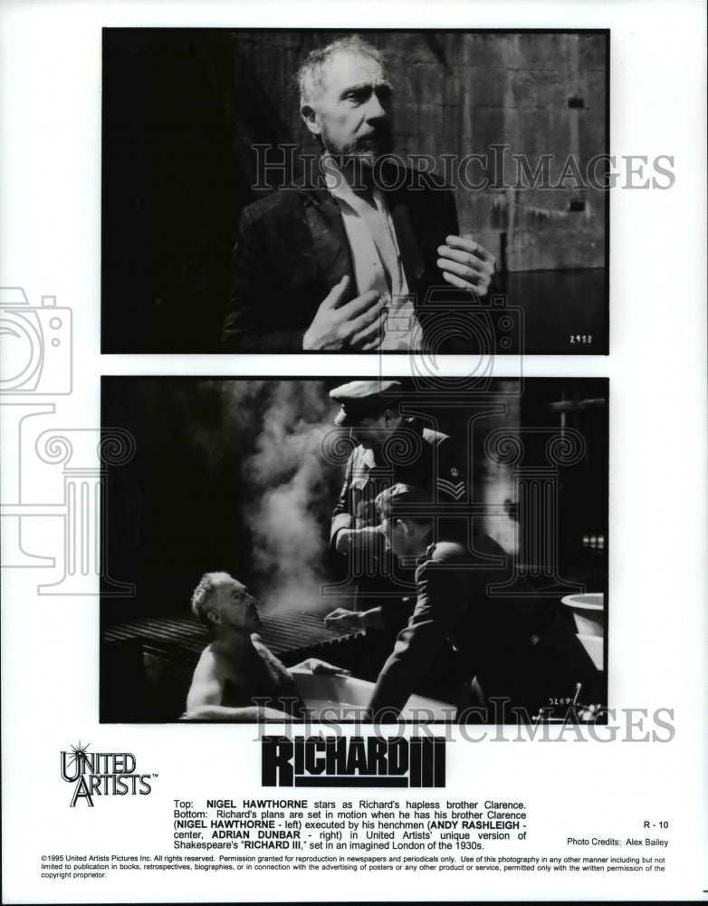 1995 Press Photo: Nigel Hawthorne stars in &quot;Richard III&quot; film by United Artists - Historic Images