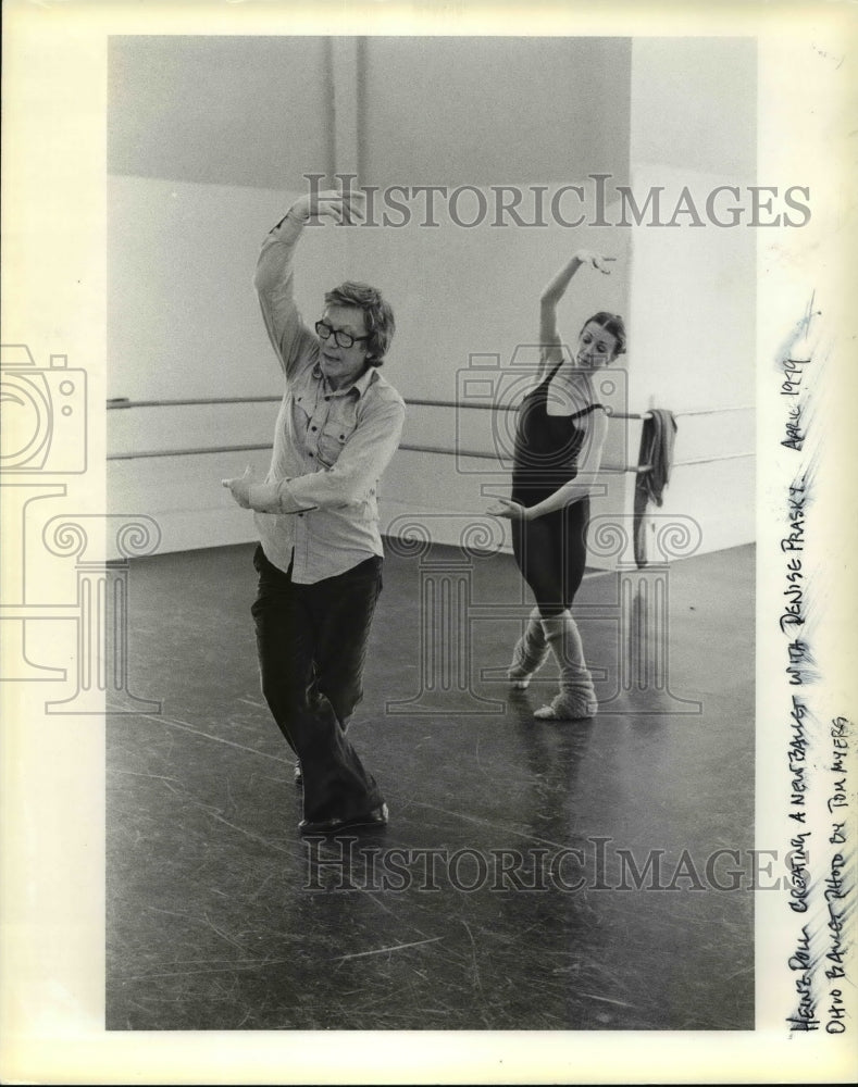 1980 Press Photo Heinz Doll creating a new ballet with Denise Prasky, Ohio Balle - Historic Images