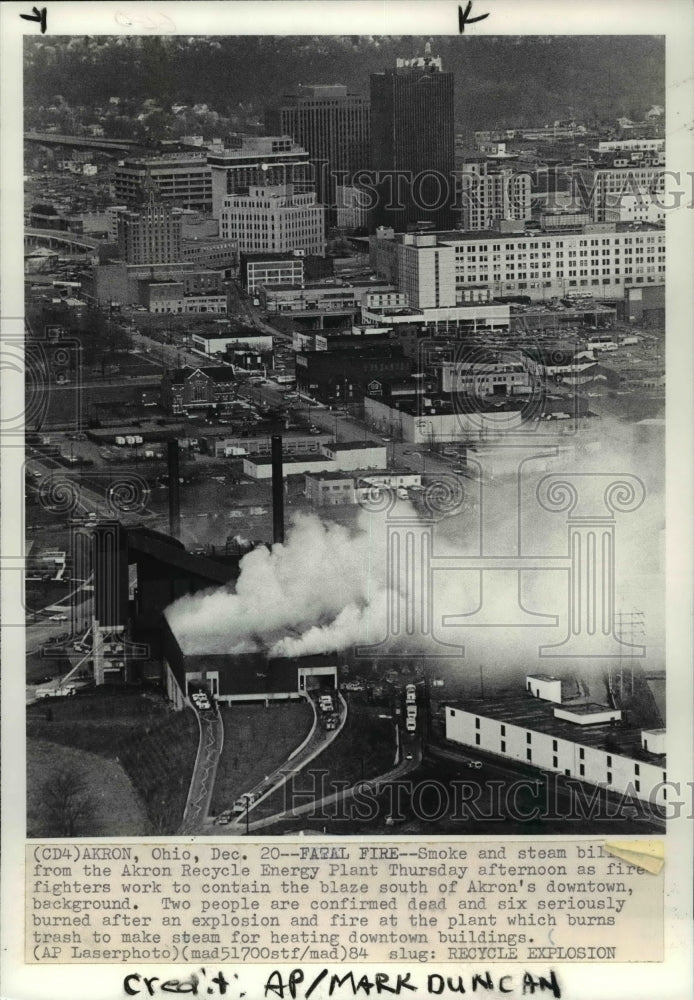 1984 Press Photo Fire at the Akron Recycle Energy Plant - cvb28069 - Historic Images