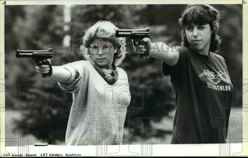 1983 Press Photo Kara Erdos & Karen Kushkin-Tetrathlon - cvb28171 - Historic Images