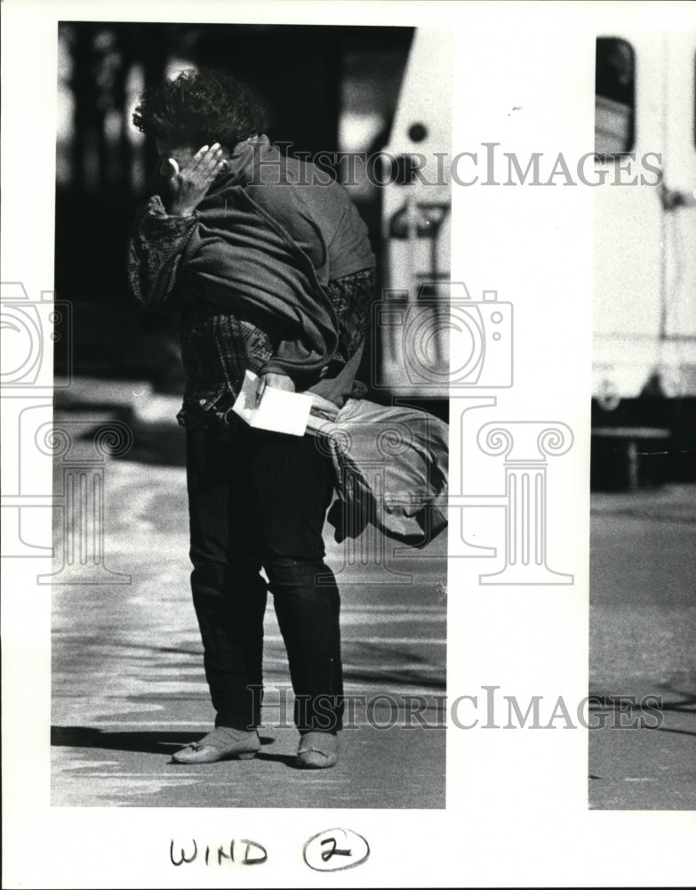 1988 Press Photo Janalee Johnson of Cleveland makes her way along Lakeside ave. - Historic Images