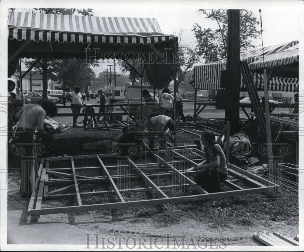 1972 Erecting Midway Stand, Berea Fair, Cuyahoga County Fair-Historic Images