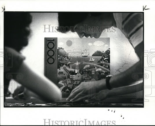 1982, Competitors at the National Jigsaw Puzzle Championships - Historic Images