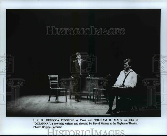 1993 Press Photo Rebecca Pidgeon and William H. Macy in David Mamet's "OLEANNA" - Historic Images