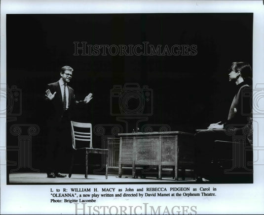 1992 Press Photo William H. Macy and Rebecca Pidgeon in David Mamet's "OLEANNA" - Historic Images