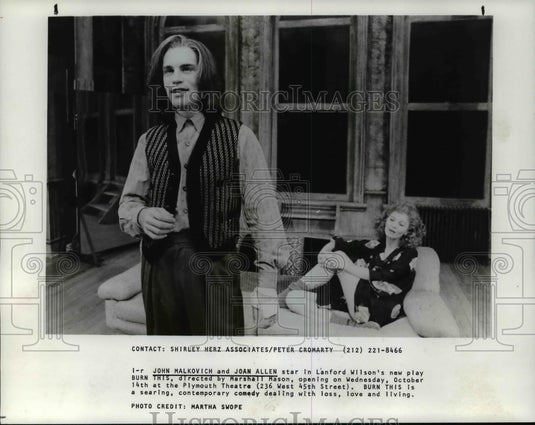 1987 Press Photo John Malkovich, Joan Allen-Burn This play - cvb30298 - Historic Images