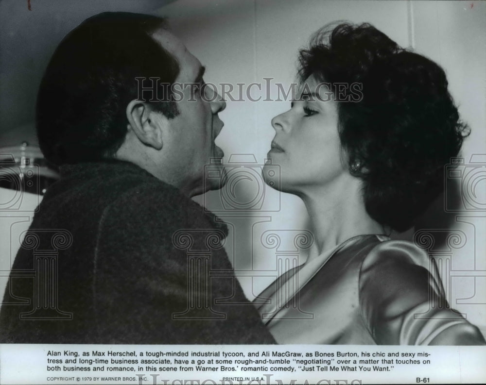 1980 Press Photo Alan King and Ali MacGraw- Just Tell Me What You Want stars - Historic Images