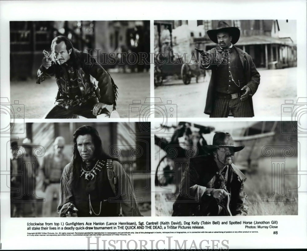 1995 Press Photo Lance Henriksen, Keith David, Tobin Bell & Jonothan Gill - Historic Images