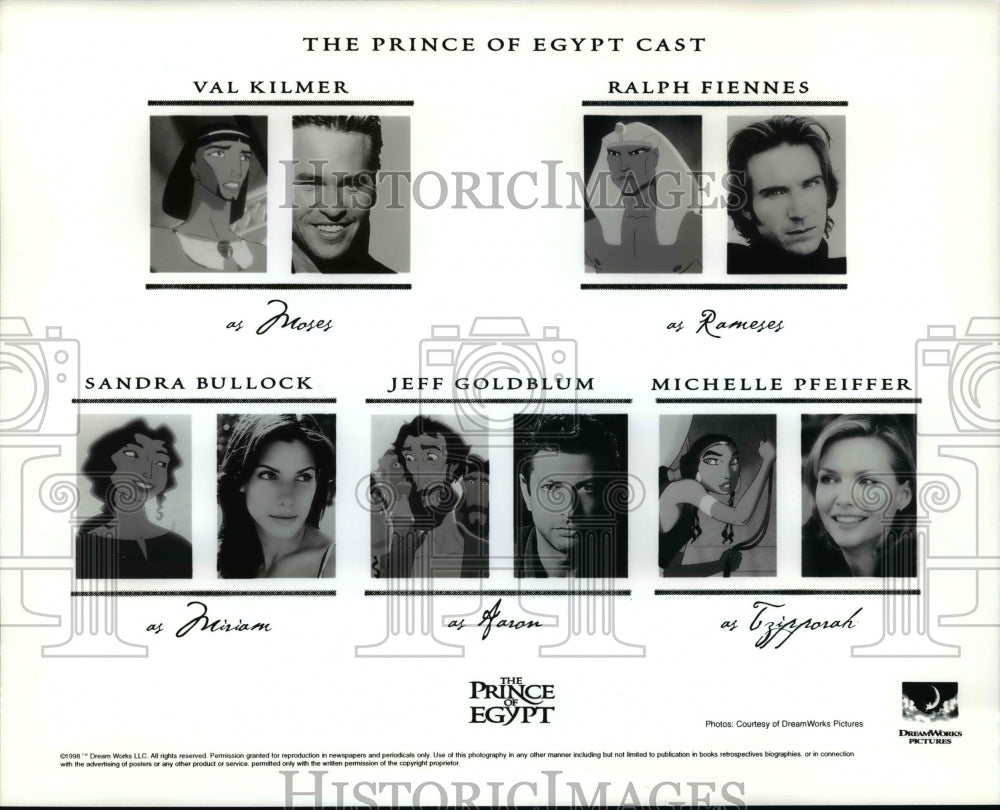 Press Photo The Prince Of Egypt-Kilmer, Fiennes, Bullock, Goldblum, Pfeiffer - Historic Images