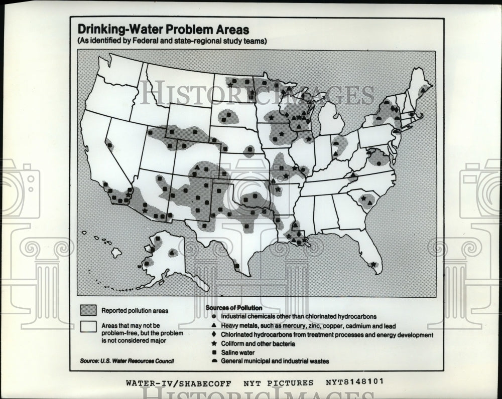 1982 Press Photo Drinking Water Problem Areas illustration - cvb31595 - Historic Images