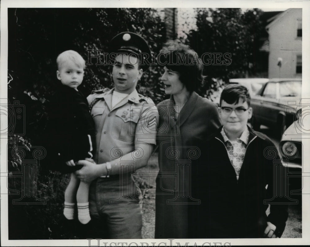 1968, Sgt. Stanley Bagen with family-Mrs. Bagen, Randy and Ronald - Historic Images