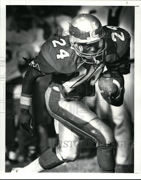 1987 Press Photo Hawkens Marcus Teague scores TD - cvb33581- Historic Images