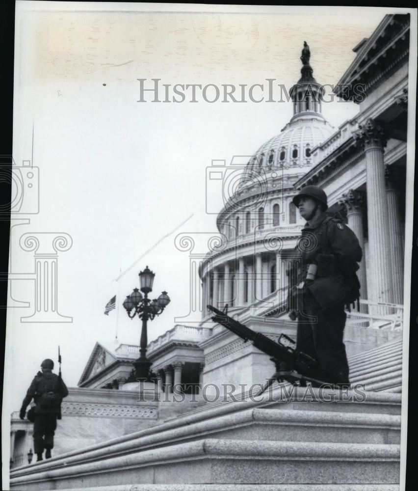 1968 Capitol Guard troops-Senate steps due to riots, demonstrations-Historic Images