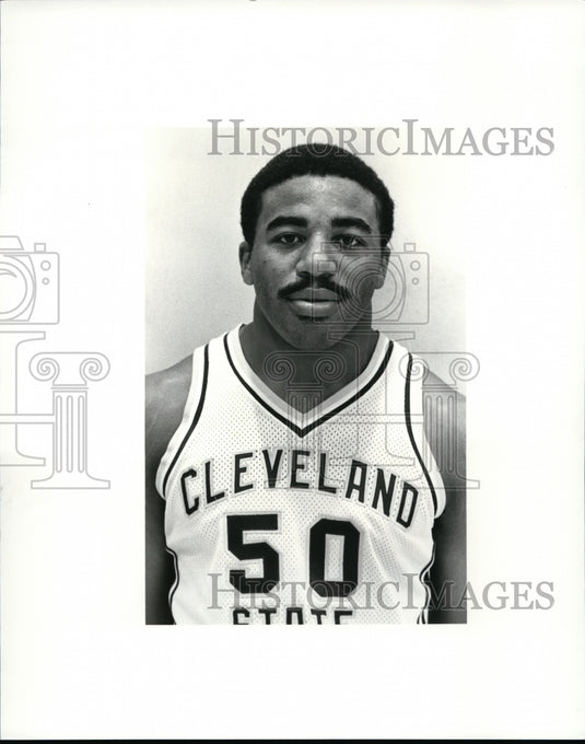 1985 Press Photo Elgin Womack Cleveland State Basketball Team - cvb35028 - Historic Images