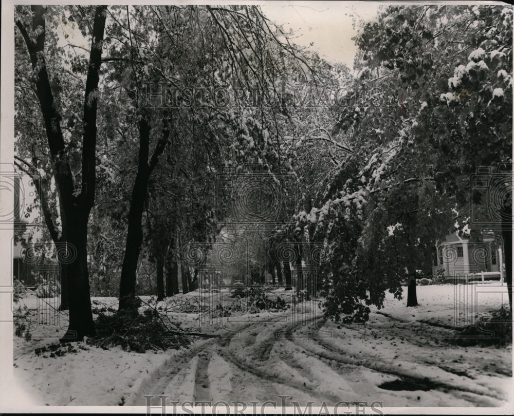 1954 Press Photo Scene of snowy weather in Middleton Road - cvb35060 - Historic Images