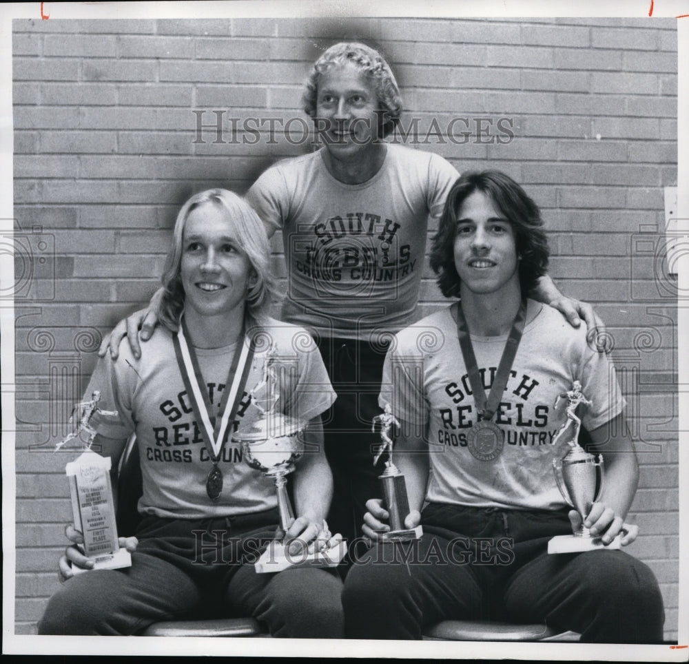 1975 Greg Merhar, Coach Lear, Mike Heines-Willoughby South Hi Track-Historic Images