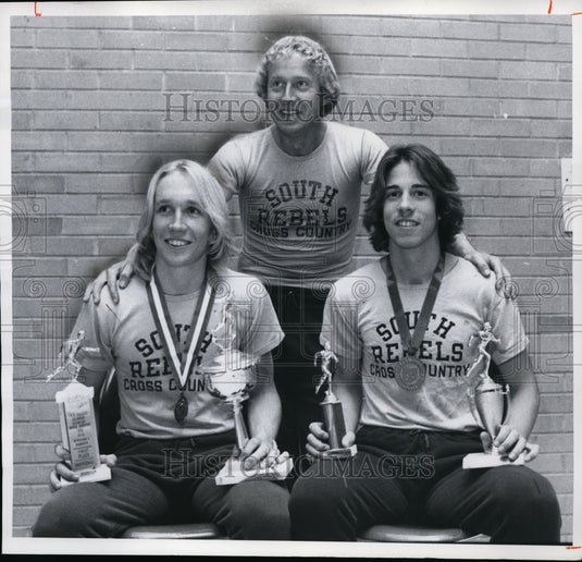 1975 Greg Merhar, Coach Lear, Mike Heines-Willoughby South Hi Track-Historic Images