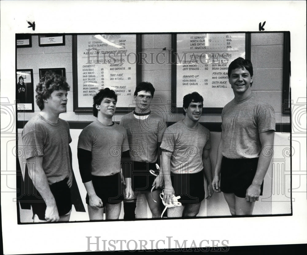 1985 Press Photo Guy Palker, Kevin Biggs, Mike Carpenter, Jon Venesile - Historic Images