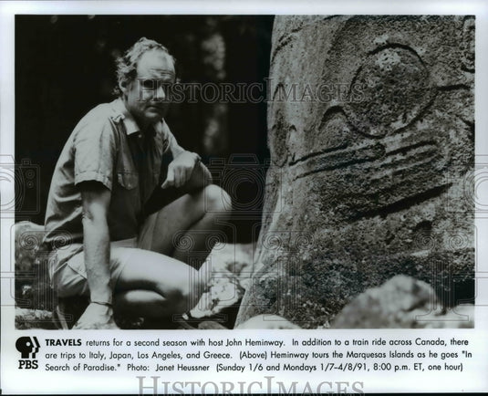 1991 Press Photo John Heminway, Host On PBS Travels - cvb36543 - Historic Images