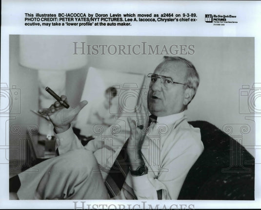 1989 Press Photo Lee A. Iaccoca, Chrysler's chief executive takes lower profile. - Historic Images