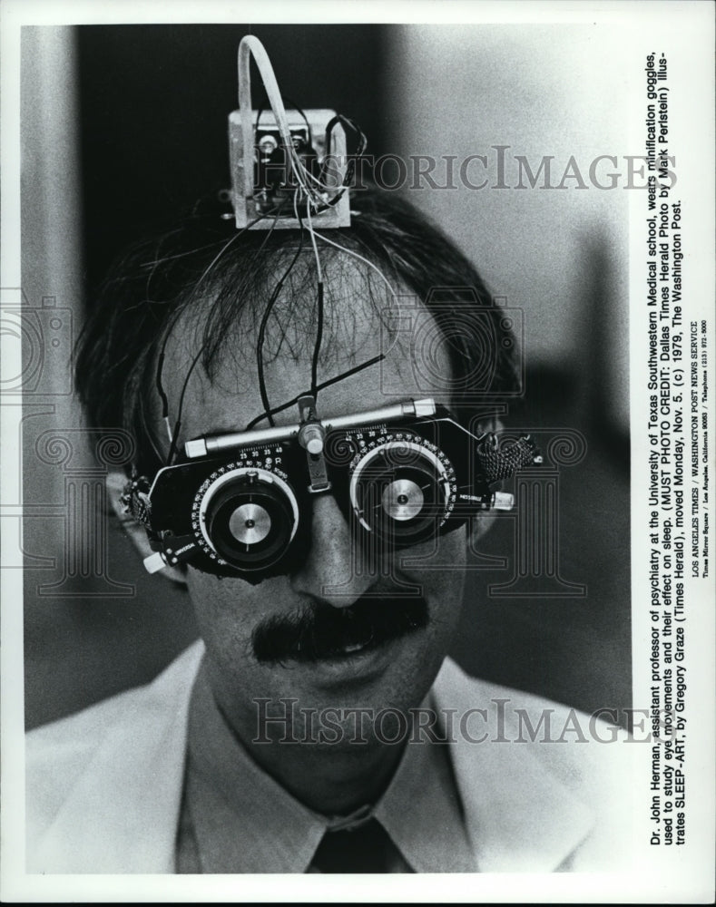 1979, Dr. John Herman-eye goggles of University of Texas med School - Historic Images