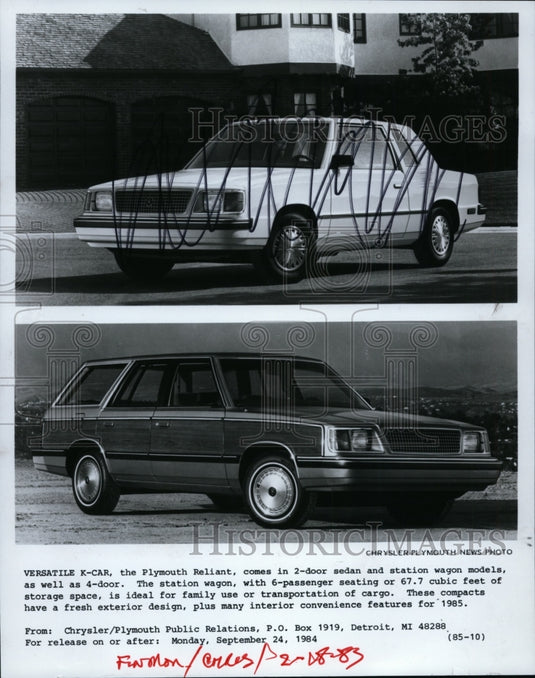 1983 Press Photo Plymouth Reliant Wagon - cvb37736 - Historic Images