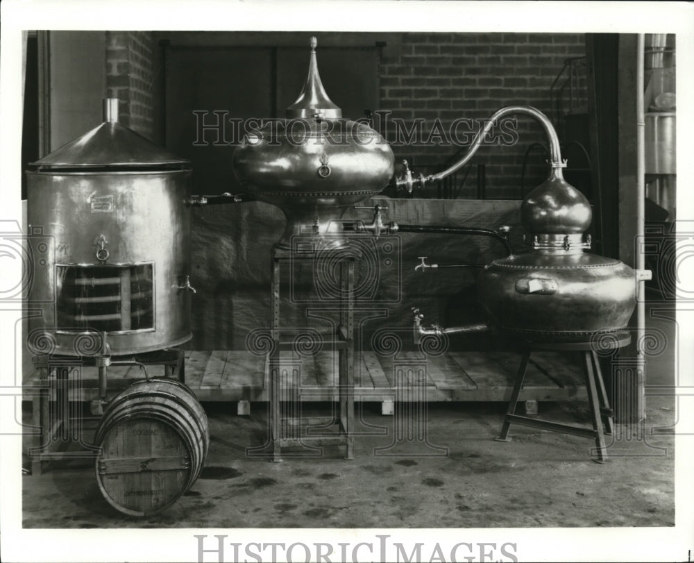 1985 Press Photo Cognac Alambic, Post still-1889-1973-Hannessy Cognac, France - Historic Images