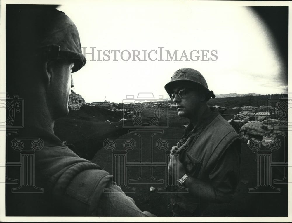 1968 Talking with Seabee who repaired air strip at Khe Gank.-Historic Images