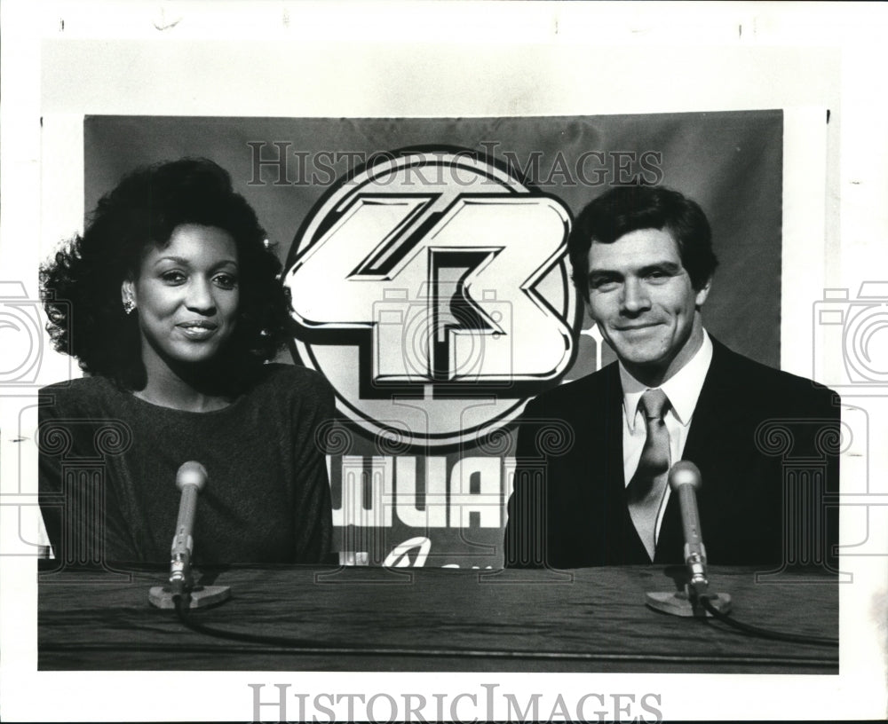 1987 Press Photo Romona Robinson, Bob Hetherington-WUAB Channel 43-news anchors - Historic Images