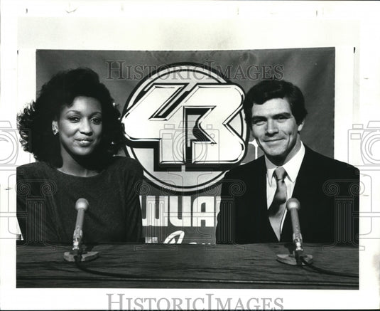 1987 Press Photo Romona Robinson, Bob Hetherington-WUAB Channel 43-news anchors - Historic Images