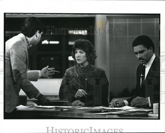 1988 Press Photo WJW Channel 8 TV station-Denise Dufala, Rick Young, Zalba - Historic Images