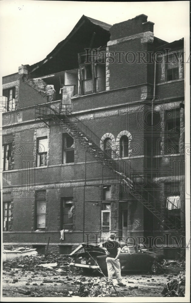 1969 Man Looks at Storm Ruined Apartment Hartwell Suburb Cincinnati-Historic Images