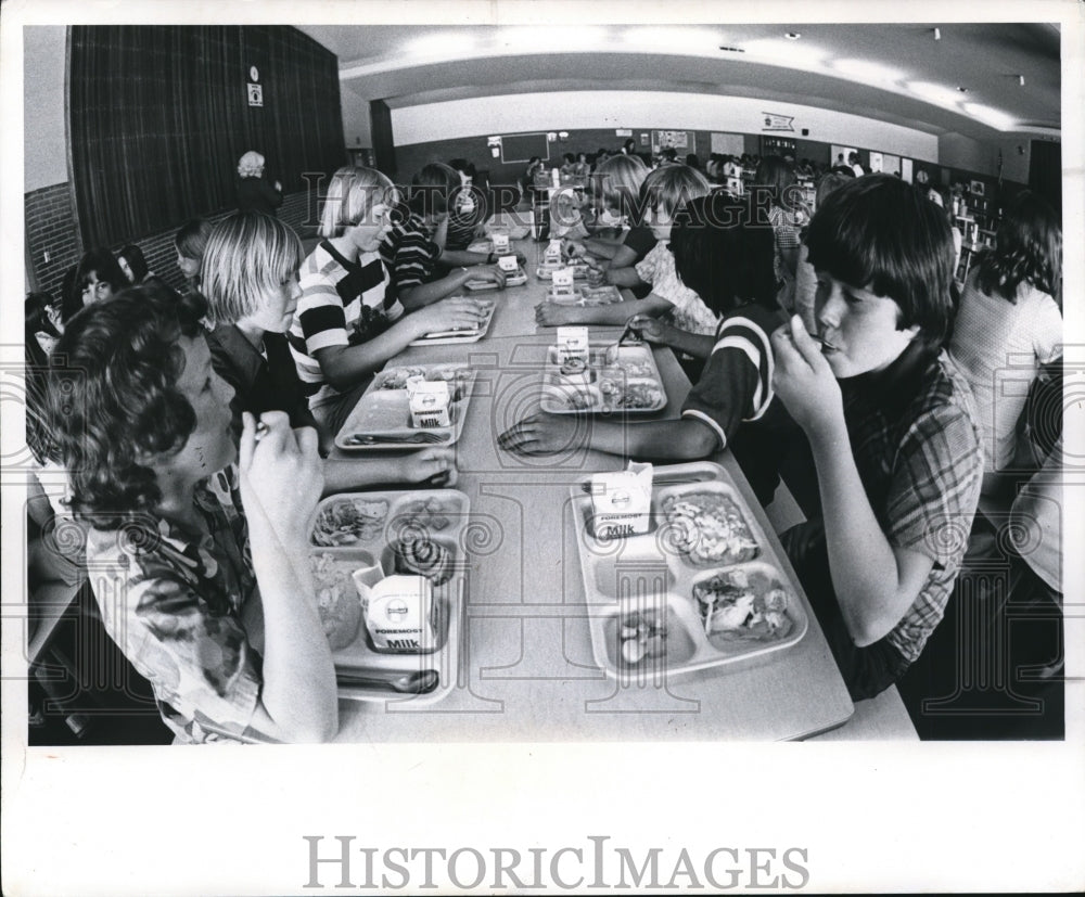 1975 Press Photo Student lunch scene - cvb38730 - Historic Images