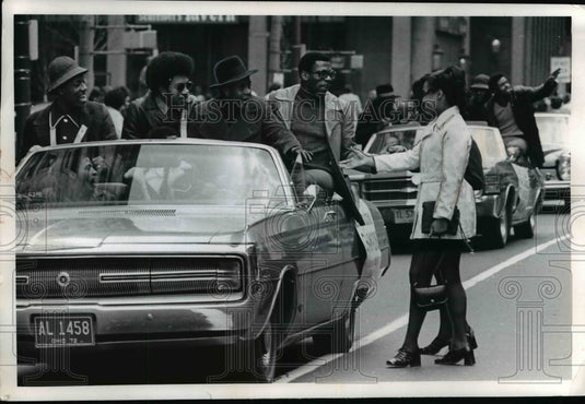 1972 E Tech Fans meet State Basketball Champs at ticket tape parade-Historic Images