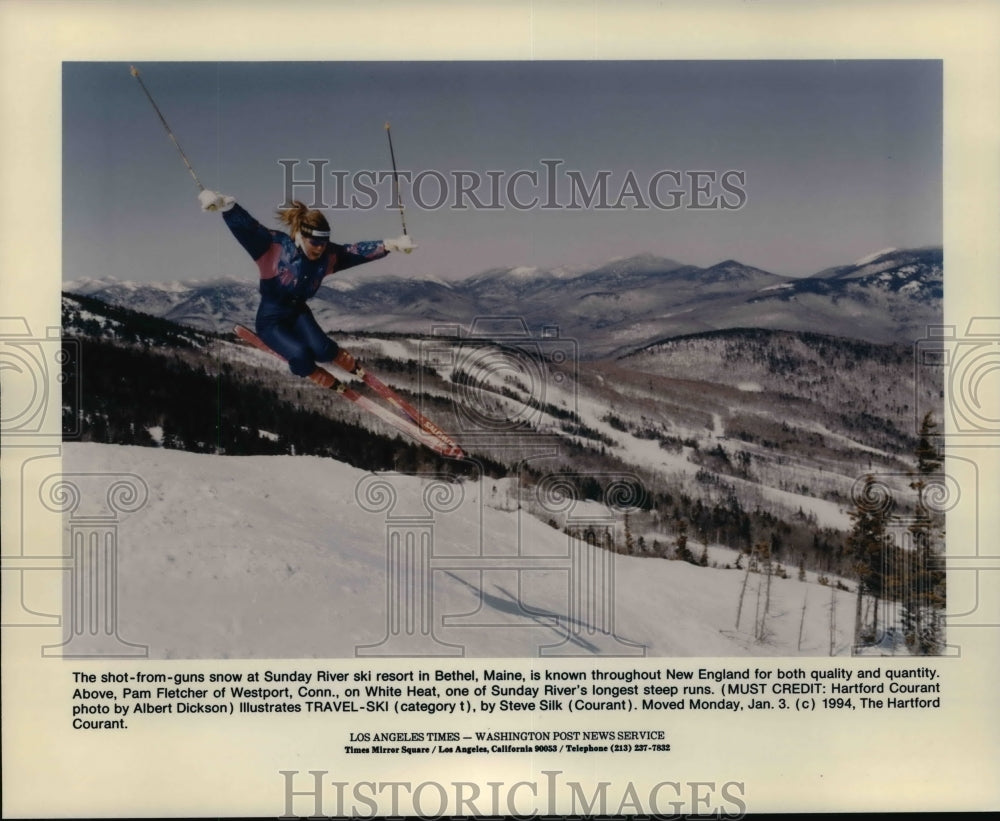 1994 Press Photo Pam Fletcher-Sunday River ski resort, Maine - cvb39100 - Historic Images