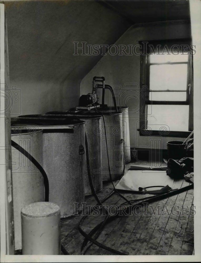 1941, 125-gallon still, known as a &quot;continuous run&quot; raided by police - Historic Images