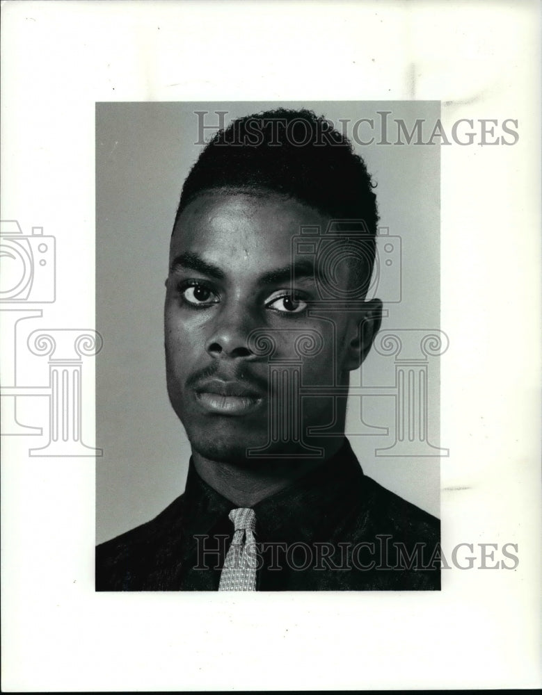 1990 Press Photo Arick Wilson, Defensive Back for Buchtel High School Football - Historic Images