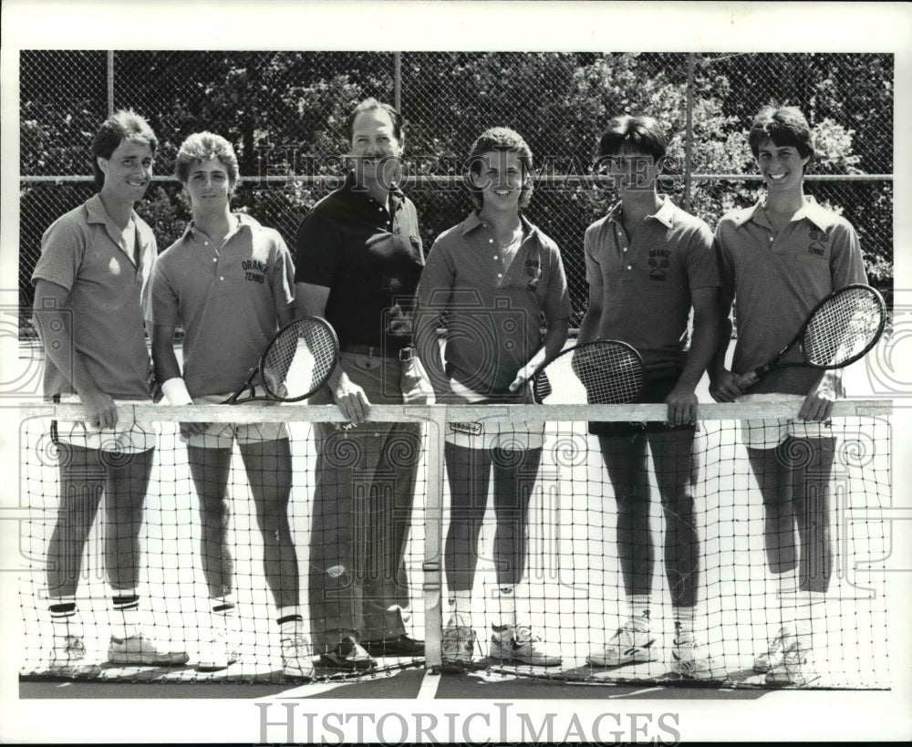 1985 Press Photo Mark Burkholder, Coach of Orange High Tennis Team. - cvb42282 - Historic Images
