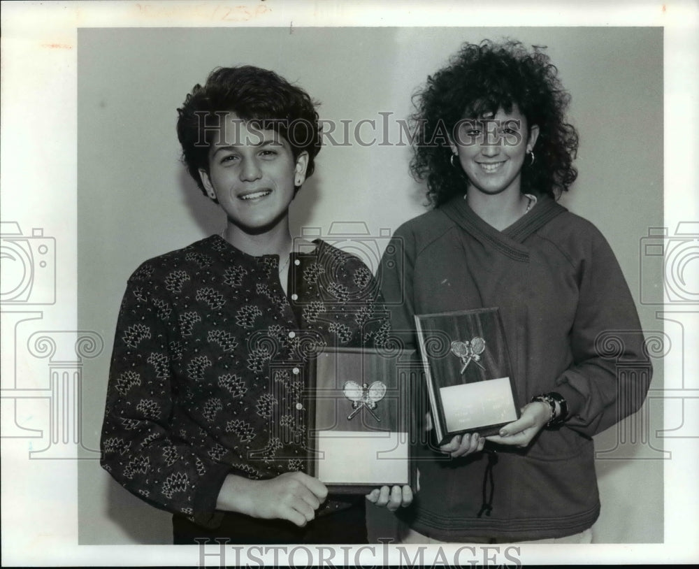 1990 Press Photo: Orange High state double winner Christie Lucia & Mandy Krantz - Historic Images