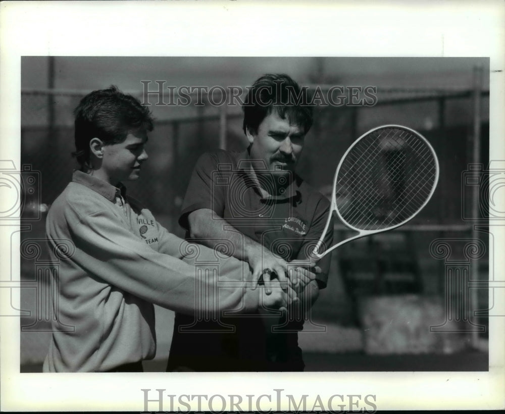 1991 Press Photo: Chad Browning - Louisville High School, &amp; coach Greg Parrish - Historic Images