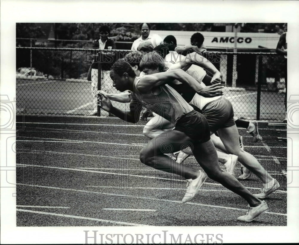 1985 Press Photo Start of Cleveland Track Classic Race at Height High Track - Historic Images
