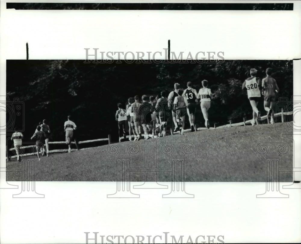 1991 Press Photo Runners run downhill during the University School Cross Country - Historic Images