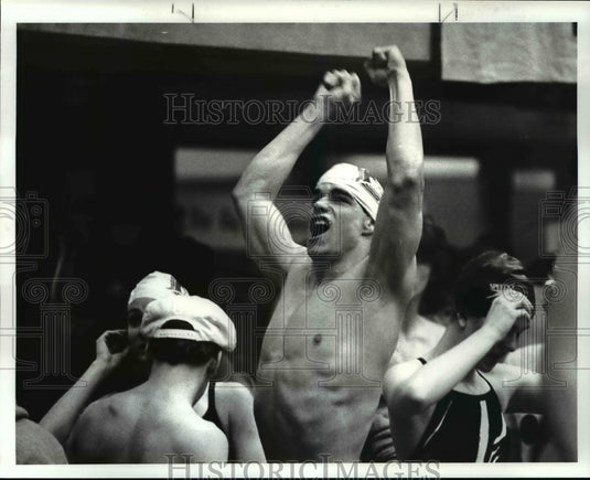 1987 Press Photo Bart Kimble of Trinity High Gives a victory yell after winning - Historic Images