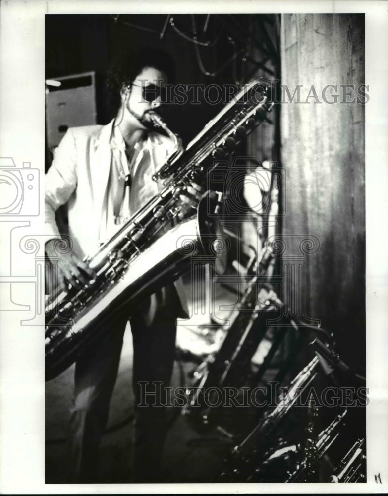 1986 Press Photo Bob Seger on Alto Reed Saxophone at Blossom - cvb43091 - Historic Images